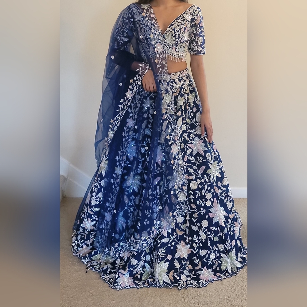 Elegant Nevy Blue Bridal Lengha Choli